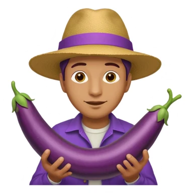 Man and long eggplant sticker