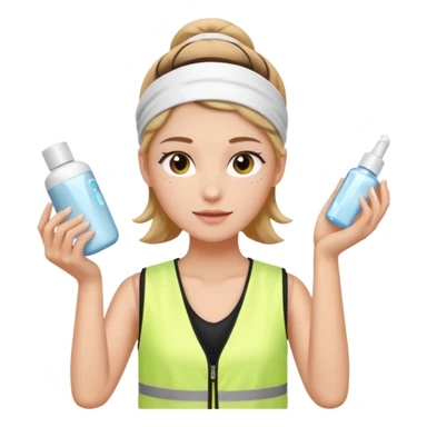 Clean girl aesthetic emoticons, apply skincare products, headband, glowing skin, white vest, soft lighting sticker