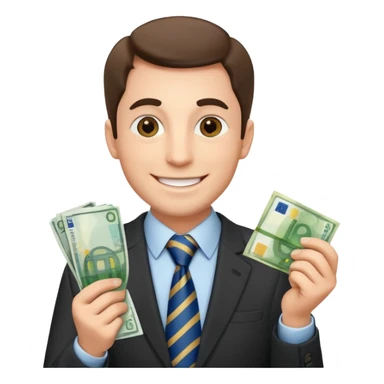 AN UNCLE with a tie in business clothes and with euro money
 sticker