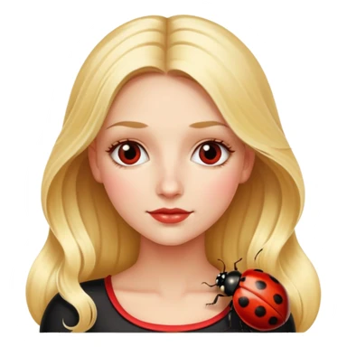Long blonde hair woman with ladybug  sticker