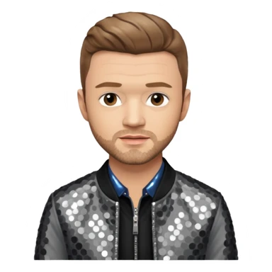 Justin Timberlake with gray sequin jacket, black shirt , light brown hair, light skin sticker