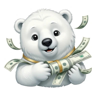 make an apple emoji of a polar bear doing a money spread  sticker