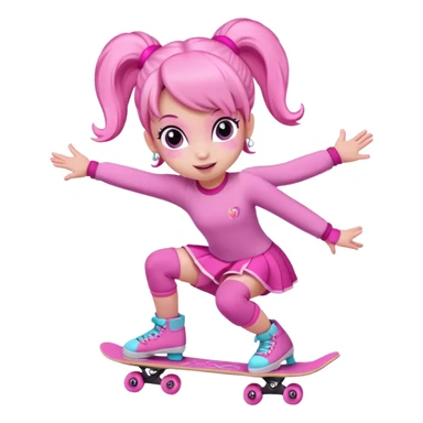 My little pony Cute skater girl with two buns and pink outfit, gliding with playful energy. sticker