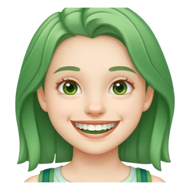girl with green braces on her teeth smiling sticker
