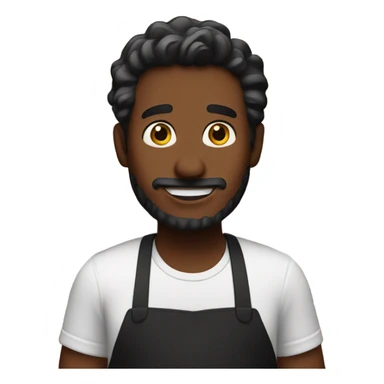 A Starbucks man wearing a black apron with a cup of coffee in his hand. sticker