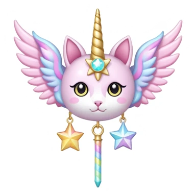 Kawaii decora cutecore starlight staff with wings and cute unicorn cat charms sticker