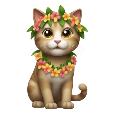 cat wearing hawaiian lei  sticker