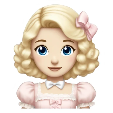 sweet lolita blond hair blue eyes white skin light pink dress sticker