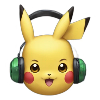 pikachu wearing gaming headset sticker