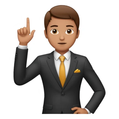 business client raising his hand with one finger only to say that he wants to make a request sticker