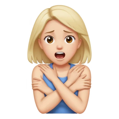 Girl crossing arms while holding her neck while screaming sticker