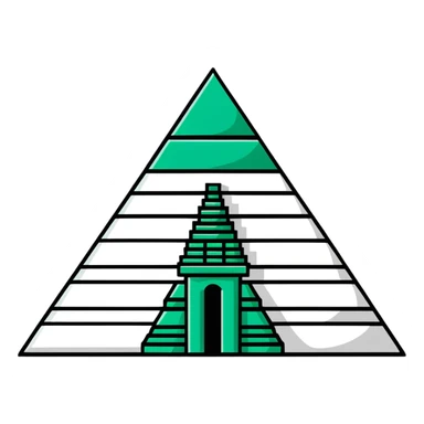 Maya pyramid symbol - inbox overflow, precise geometric lines, ONLY white and deep green colors, no other colors, flat design, hieroglyphic style sticker