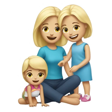 blonde women playing with blonde child with toys sticker