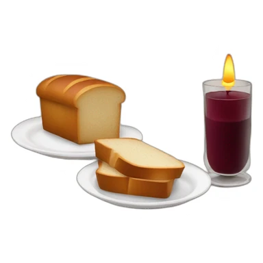 2 candles, a cup of red wine and a loaf of bread sticker