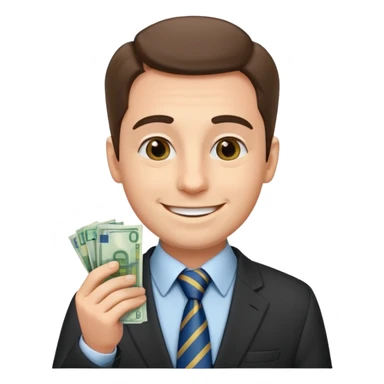 AN UNCLE with a tie in business clothes and with euro money
 sticker