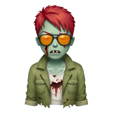 Zombie ponda with red hair and sun glasses face sticker