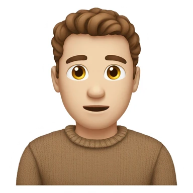 only one big confusion thinkative emoji men with brown hair, pale skin and a brown sweater sticker