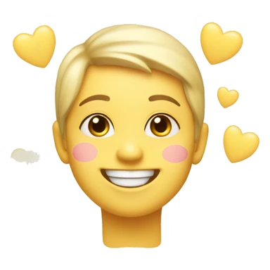 blushing smiling face with pastel yellow hearts around it sticker