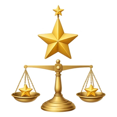 A scale balancing one big star on one side and two smaller stars on the other side sticker
