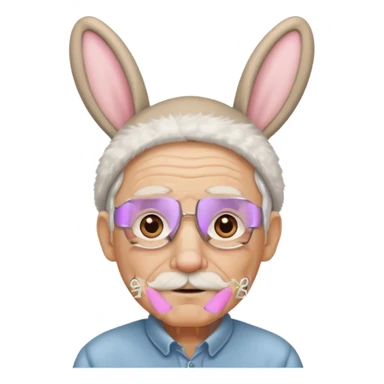 old man with bunny ears sticker