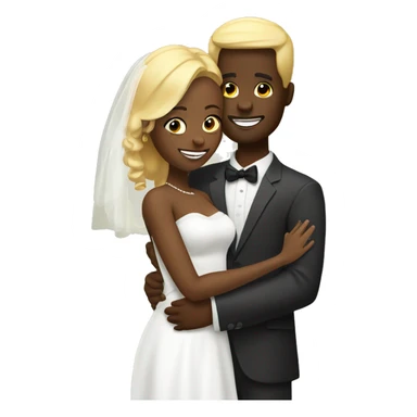 black happy married life. A blonde man has just married a woman from Africa. they are hugged sticker
