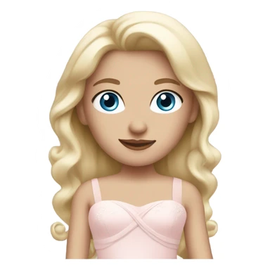 Beautiful blond girl with blue eyes and pastel pink wedding dress sticker