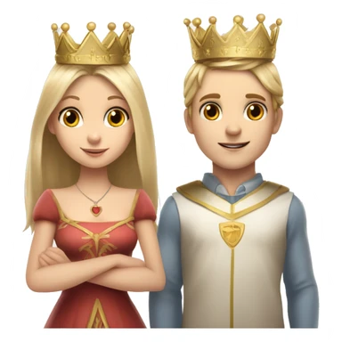 Two rabbits a girl and boy they both have crowns on because they are a queen and king. Boy has blonde hair, girl has long dark brown hair. They are holding a sign saying Team Bunny Forever  sticker