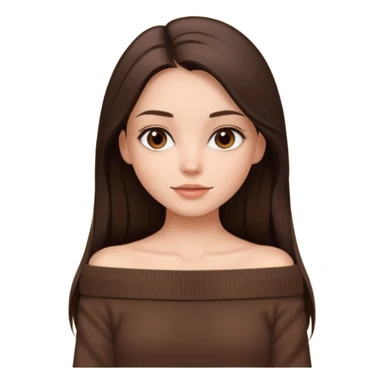 красивая девушка накрашенная брюнетка с длинными прямыми волосами в темно-коричневой кофте со спущенными плечами sticker