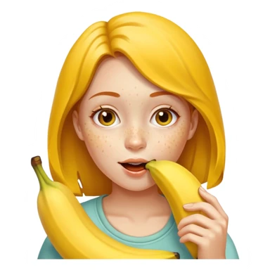 girl eating banana with freckles sticker