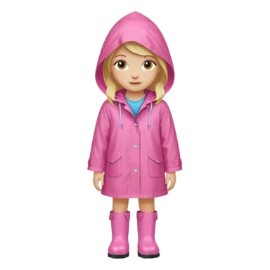 Blond girl with pink raincoat and hood and boots sticker