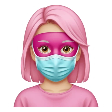 girl wearing a pink face mask sticker
