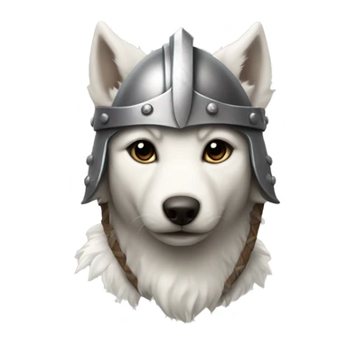 White wolf puppy wearing a viking helmet sticker