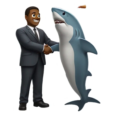 Shark shake hands with pizza sticker