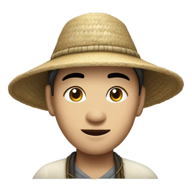 photorealistic Chinese peasant in sedge hat sticker