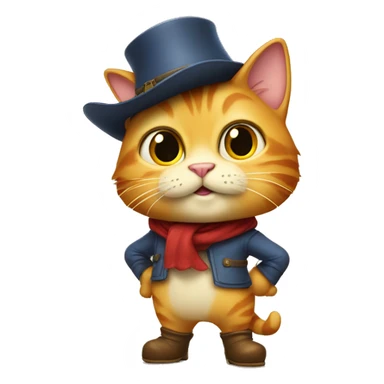Puss in Boots standing in two legs wearing cap and boots sticker