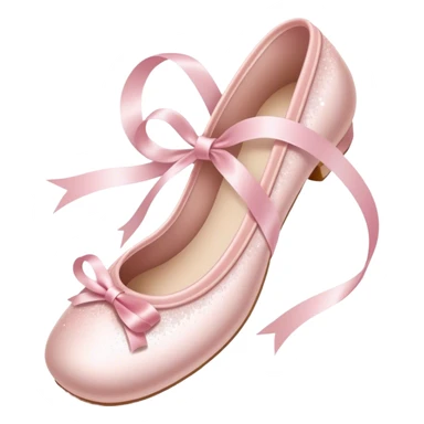 Pale pink ballet shoe ribbons, trailing stardust sticker