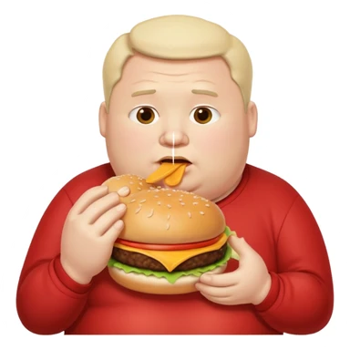 Fat man eating hamburger sticker