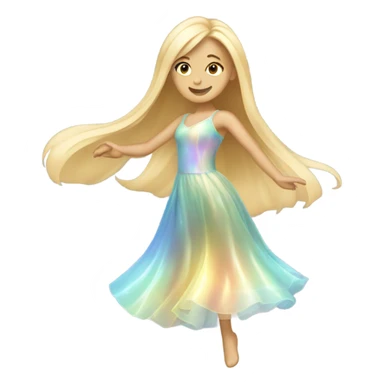Dancing blonde girl long hair in an iridescent dress sticker