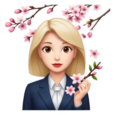 business woman with cherry blossom sticker
