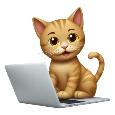cat working on a laptop macbook sticker