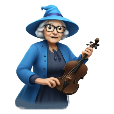 smart granny witch with glasses and blue hat directing orchestra sticker