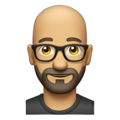 Tattooed bald man with beard and glasses like the Simpsons sticker