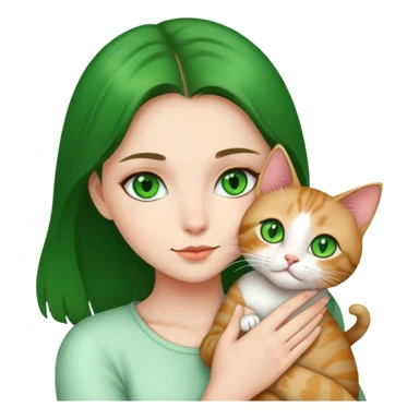 girl holding a gree eyes cat sticker