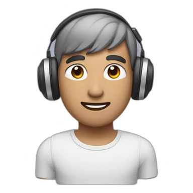 human with a raccoon face and with airpods in his ears and a computer sticker