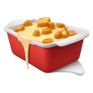 Poutine cheese and gravy in red container sticker