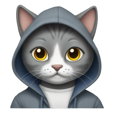 Grey cat wearing hoodie  sticker