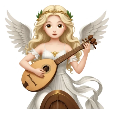 Muse of inspiration with wings and a lyre in her hand sticker