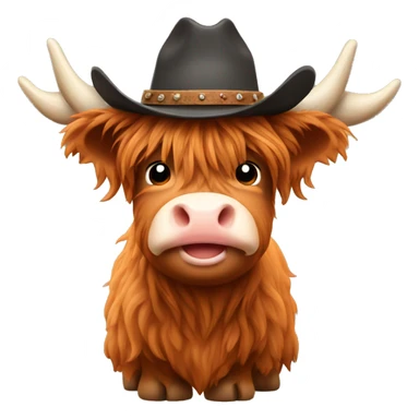 mini highland cow with cowboy hat  sticker