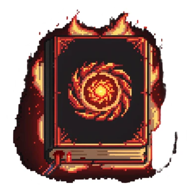 red cursed book with a glowing spell effect swirling around it sticker