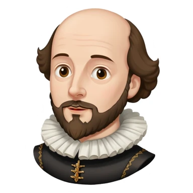 William Shakespeare with beard and balding head wearing a ruff collar sticker